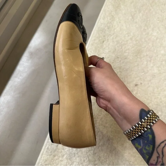 Vintage Chanel two tone ballerina flats 37.5 - Picture 6 of 10